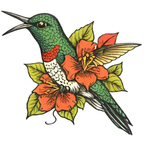 hummingbird holding buckeye  tattoo design idea