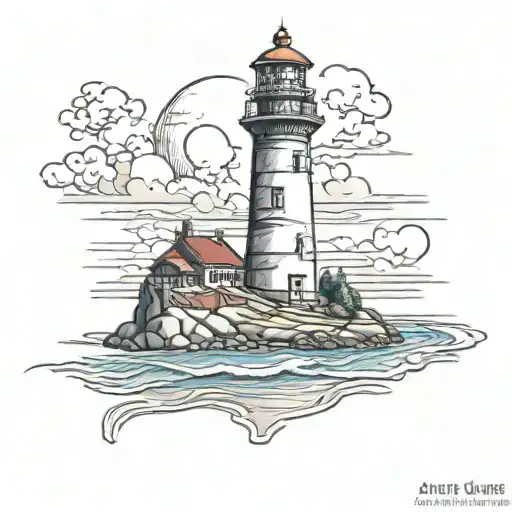 lighthouse on a sunny beach  tattoo design idea