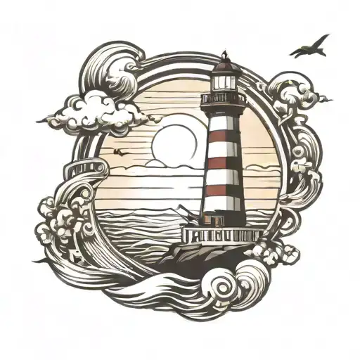 lighthouse on a sunny beach  tattoo design idea