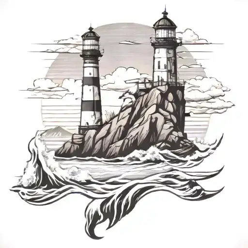lighthouse on a sunny beach  tattoo design idea