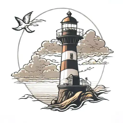 lighthouse on a sunny beach  tattoo design idea