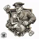 Marine corps emblem semper Fi Dad holding hands with son tattoo design idea