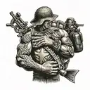 Marine corps emblem semper Fi Dad holding hands with son tattoo design idea