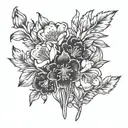 carnation snowdrop marigold cosmo bouquet   tattoo design idea