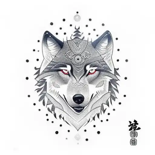 The tattoo features an alpha wolf stand tattoo design idea