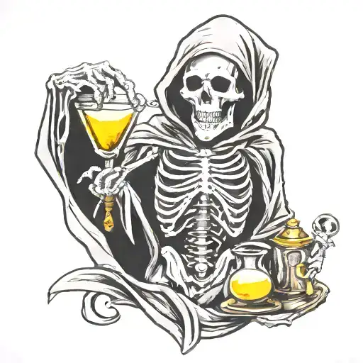 grim reaper holding hourglass  tattoo design idea