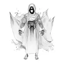 a ghost (like robe kid)  with flying hands tattoo design idea