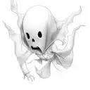 a ghost (like robe kid)  with flying hands tattoo design idea