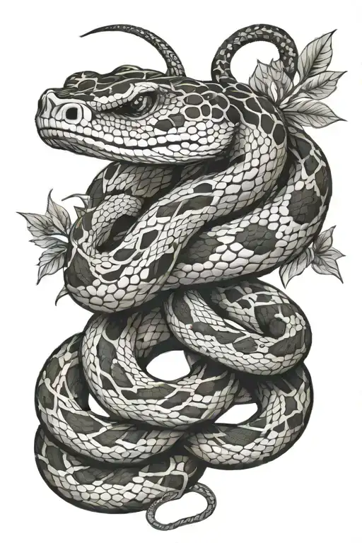 rattle snake wrapped tattoo design idea