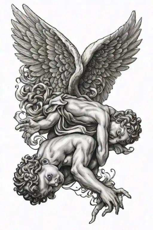 cherub Angel falling tattoo design idea