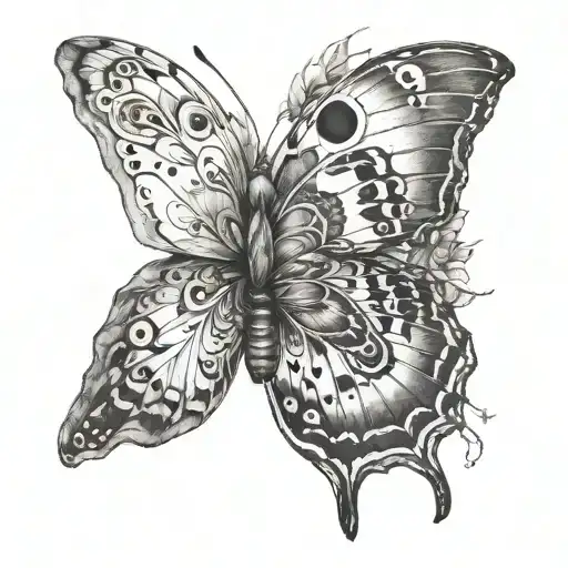 butterfly and 3rd eye tattoo design idea