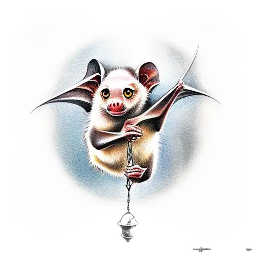 hanging fruit bat tattoo design idea