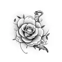 snake with red flowers and doves tattoo design idea