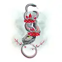 snake with red flowers and doves tattoo design idea