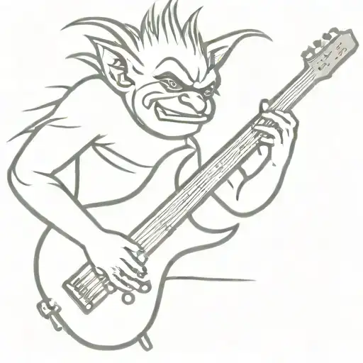 a troll playing a guitar  tattoo design idea