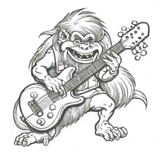 a troll playing a guitar  tattoo design idea