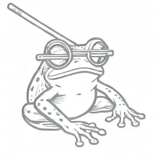 frog in glasses cigarette tattoo design idea