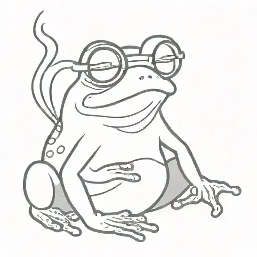 frog in glasses cigarette tattoo design idea