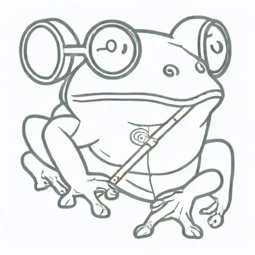 frog, frog in glasses,  cigarette in mouth of a frog tattoo design idea