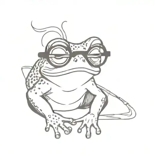 frog in glasses cigarette tattoo design idea