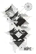 A geometric mountain landscape with a hidden message in Morse code representing hope and strength in the fight against multiple sclerosis tattoo design idea
