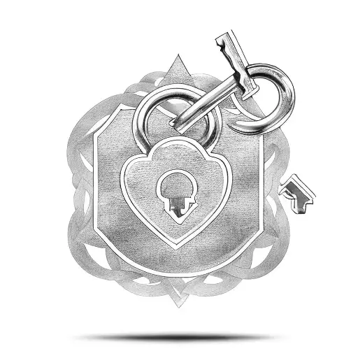 A heart-shaped lock and key with each son's name as the keyhole tattoo design idea