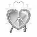A heart-shaped lock and key with each son's name as the keyhole tattoo design idea