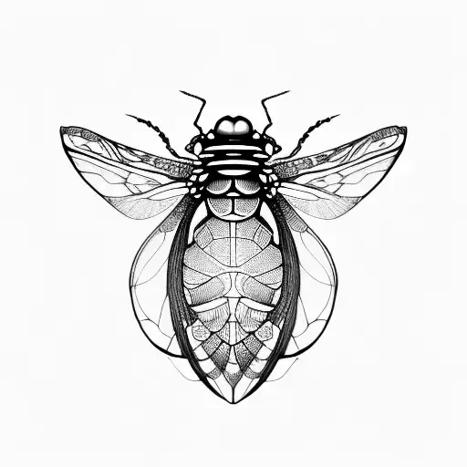 cicada and mantra tattoo design idea