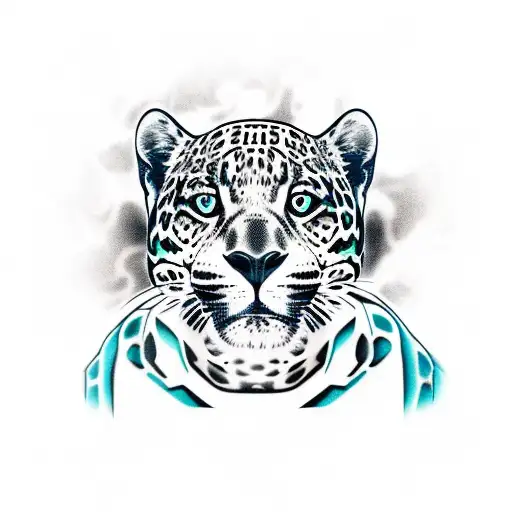 Jaguar playing an electric guitar tattoo design idea