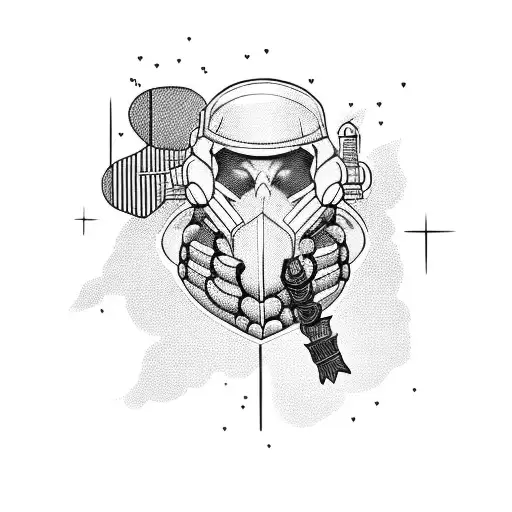 Incorporate a soldier silhouette with a human heart tattoo design idea