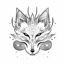 kitsune mask flower tattoo design idea