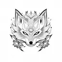 kitsune mask flower tattoo design idea