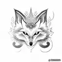 kitsune mask flower tattoo design idea