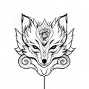 kitsune mask flower tattoo design idea