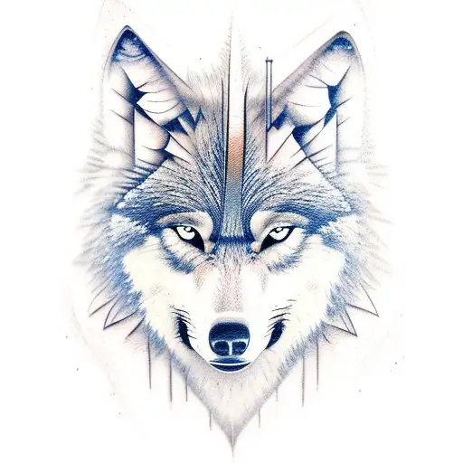 wolf trees moon tattoo design idea