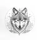 wolf trees moon tattoo design idea