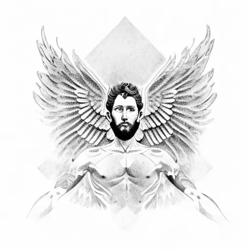 A philosophical quote from Marcus Aurelius surrounded by intricate angel wings tattoo design idea