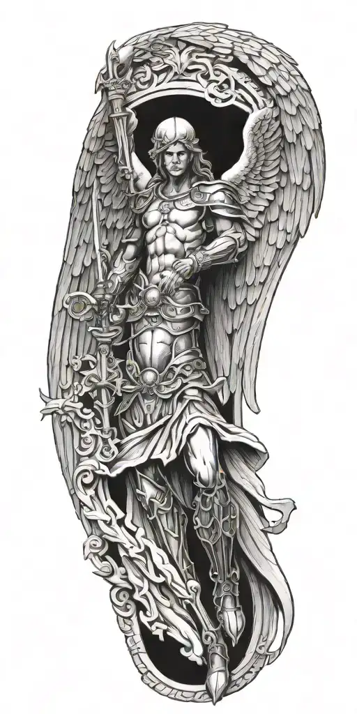 armored arc angel michael archangel tattoo design idea