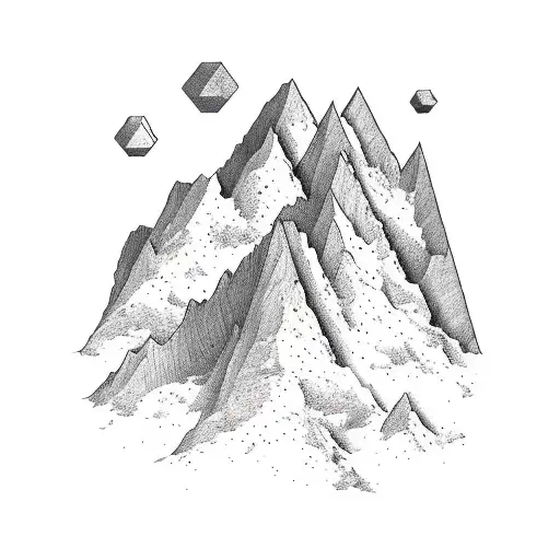 mountain peaks splitting with a blank space in the split tattoo design idea