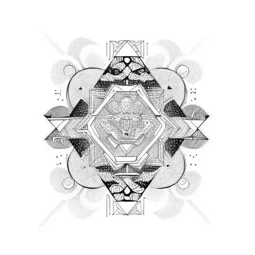 dicipline Strength Courage geometric patterns tattoo design idea
