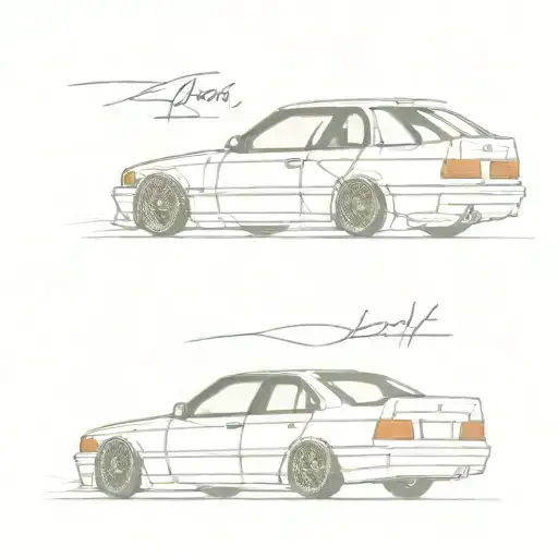 bmw e34 drift car tattoo design idea