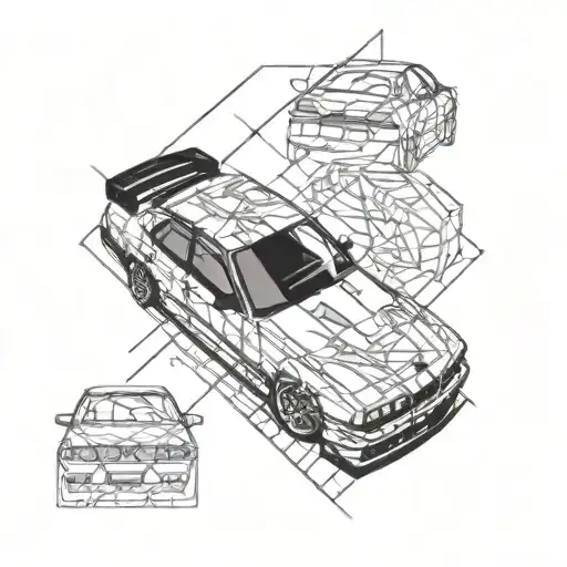 bmw e34 drift car tattoo design idea