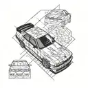 bmw e34 drift car tattoo design idea