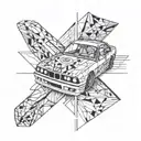 bmw e34 drift car tattoo design idea