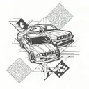 bmw e34 drift car tattoo design idea