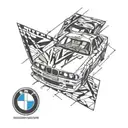bmw e34 drift car tattoo design idea