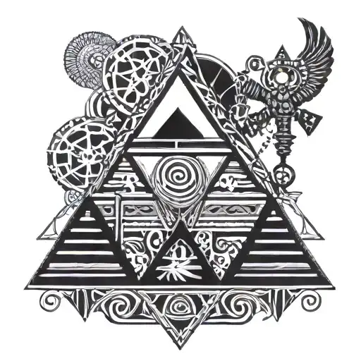 pyramids include ankh symbol floating infront tattoo design idea
