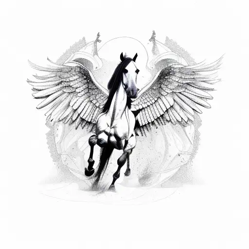 Horse with wings tattoo design idea