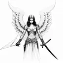 angel with sword tattoo design idea