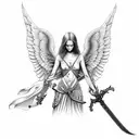 angel with sword tattoo design idea